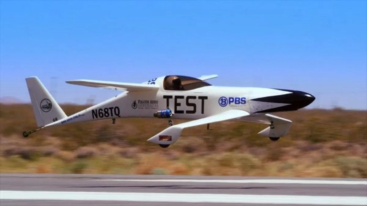 Experimental test aircraft during a runway test in Mojave